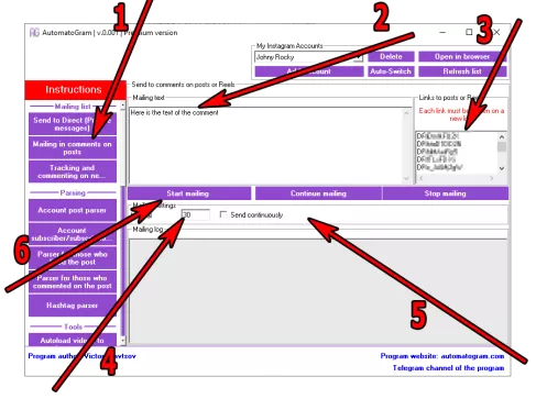 Instructions for setting up a program for sending Direct messages to Instagram users.